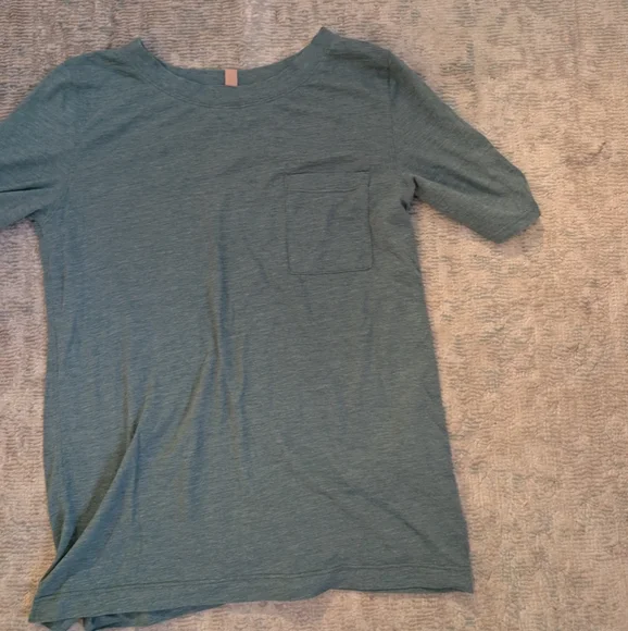 Lunya Heathered Teal Pima Cotton Short Sleeve T-Shirt - Picture 3 of 10